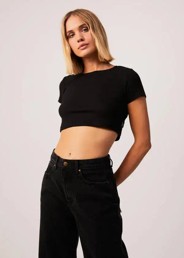 Afends Abbie Hemp Ribbed Cropped T-Shirt 3 Afends Abbie Hemp Ribbed Cropped T-Shirt