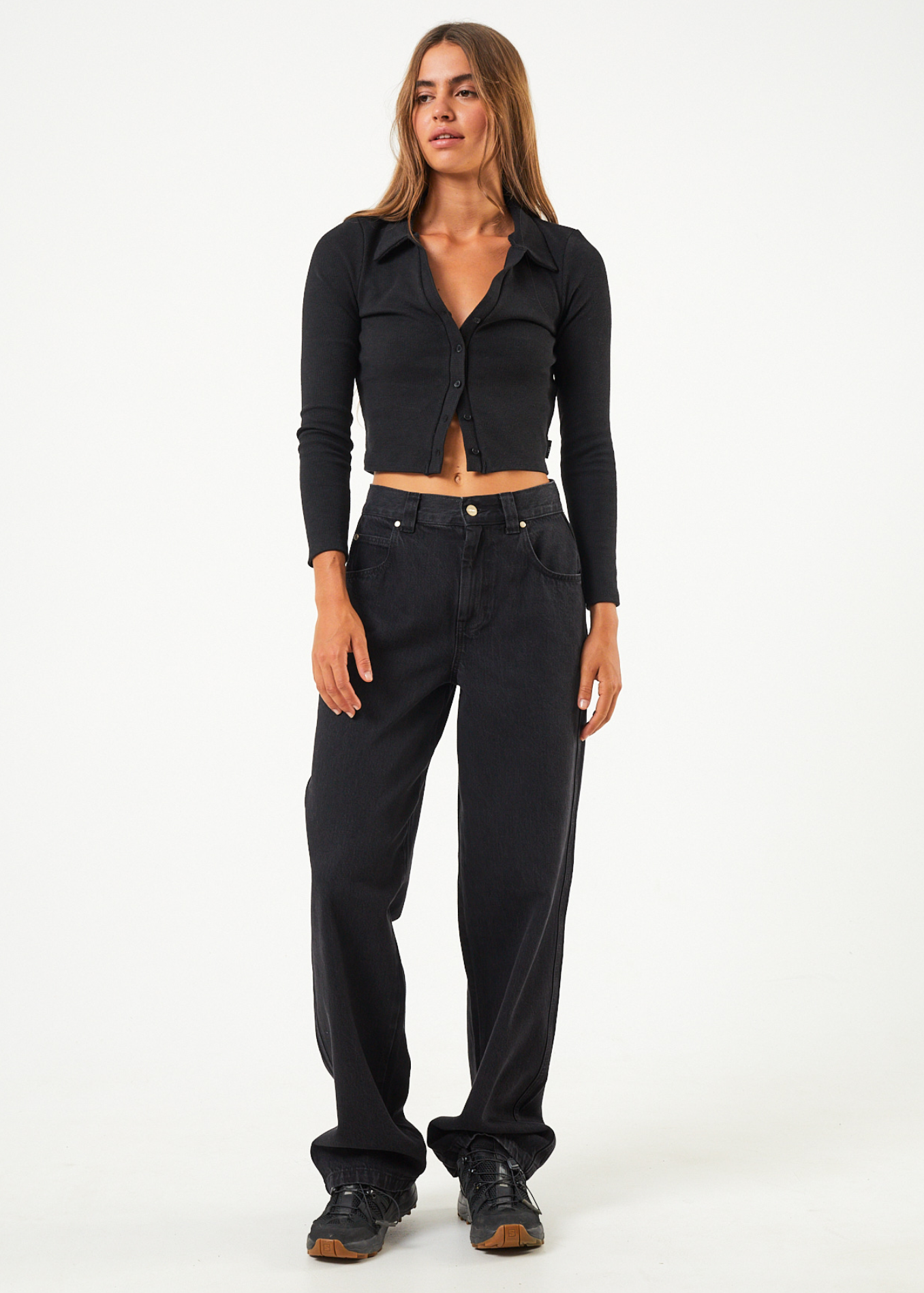 Afends Eliza Hemp Ribbed Long Sleeve Shirt - Black 7 Afends Eliza Hemp Ribbed Long Sleeve Shirt - Black - Image 5