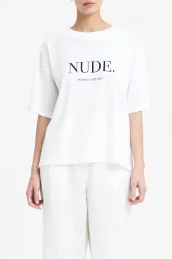 Nude Lucy Nude. Washed Tee -Ski Pants Shop NU24728 WHITE 001