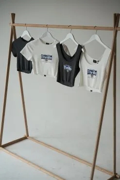 King Of Thrills Baby Crop Tee - Merch Black -Ski Pants Shop TS22 FLATLAY 386