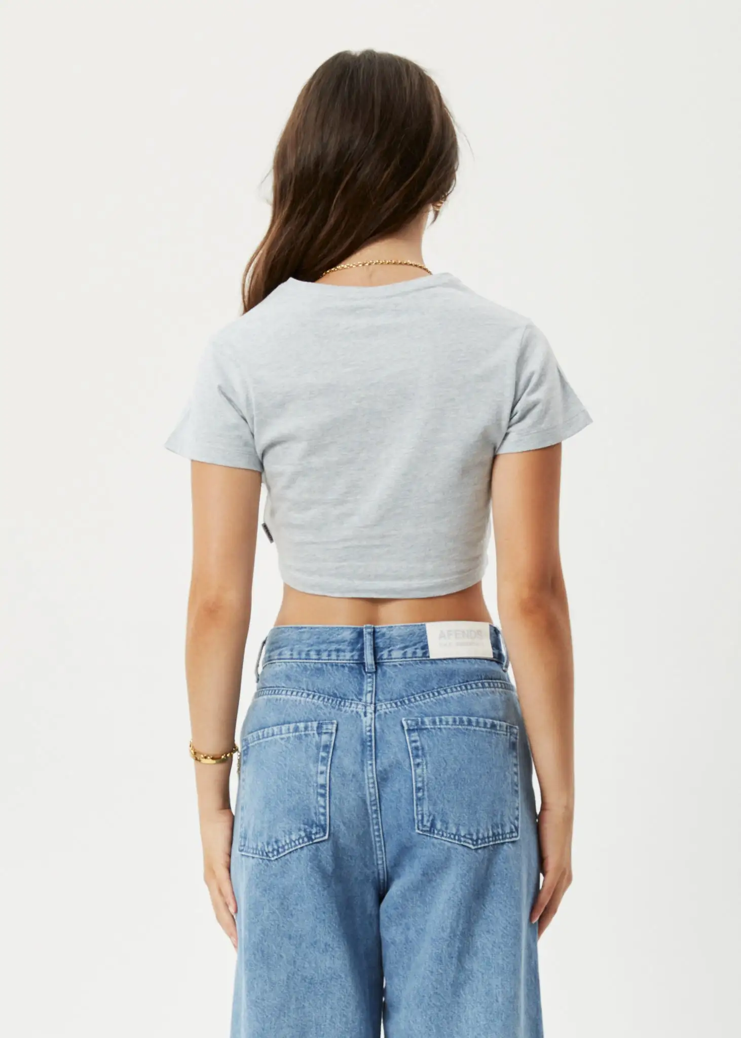 Afends Kala Recycled Cropped Baby T-Shirt - Shadow Grey Marle 7 Afends Kala Recycled Cropped Baby T-Shirt - Shadow Grey Marle - Image 5