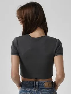 King Of Thrills Baby Crop Tee - Merch Black -Ski Pants Shop WTS22 117BM12