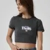 King Of Thrills Baby Crop Tee - Merch Black 1 King Of Thrills Baby Crop Tee - Merch Black -Ski Pants Shop WTS22 117BM2