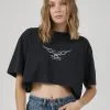 Thrills Iron Eagle Merch Super Crop Tee - Twilight Black -Ski Pants Shop WTS22 172B2