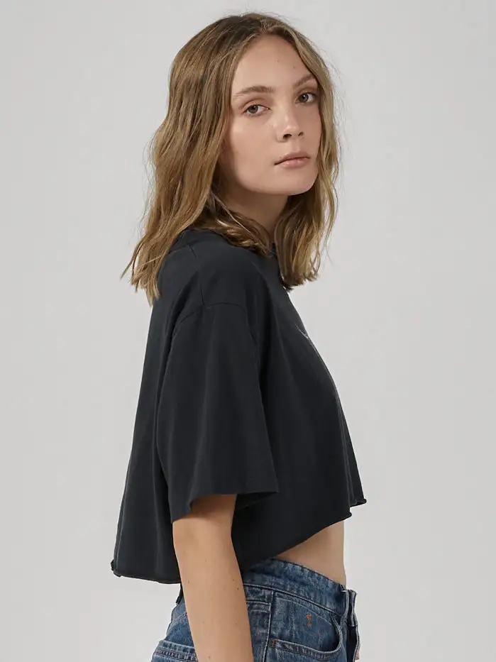 Thrills Iron Eagle Merch Super Crop Tee - Twilight Black 6 Thrills Iron Eagle Merch Super Crop Tee - Twilight Black - Image 4