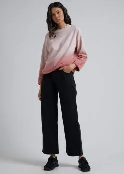 Afends Gretal - Hemp Oversized Crew Neck -Ski Pants Shop afends gretal hemp oversized crew neck ash pink dip dye ash pink dip dye 3