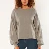 Amuse Society CAMILA LONG SLEEVE KNIT FLEECE TOP -Ski Pants Shop amuse society camila long sleeve knit fleece top grey heather 1