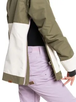 Roxy Shelter Half-Zip Snow Jacket 2022 -Ski Pants Shop roxy womens shelter half zip snow jacket burnt olive 8